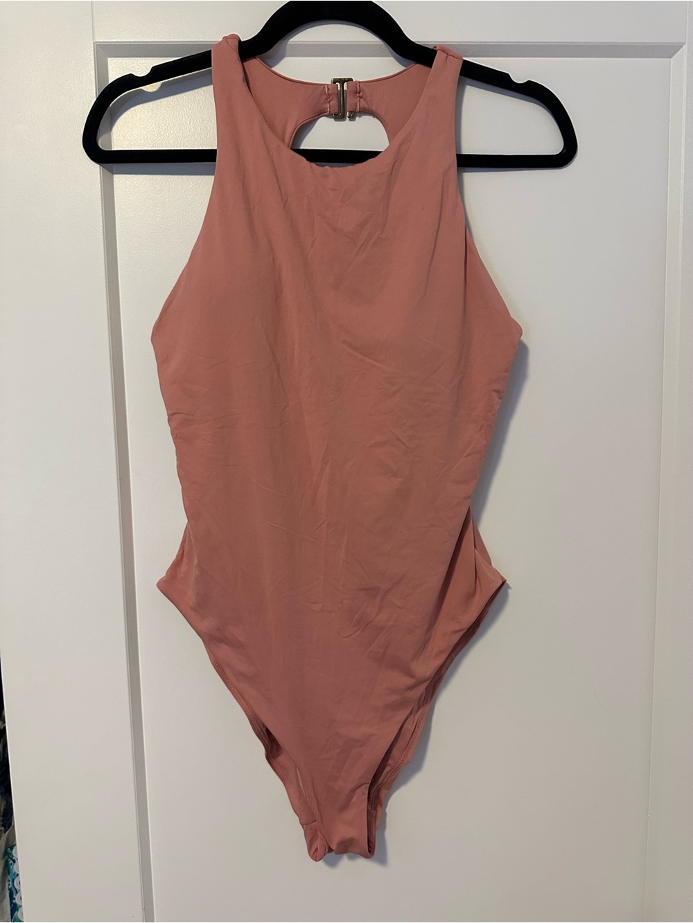 Andie High-Neck One-Piece Swimsuit in Dusty Rose